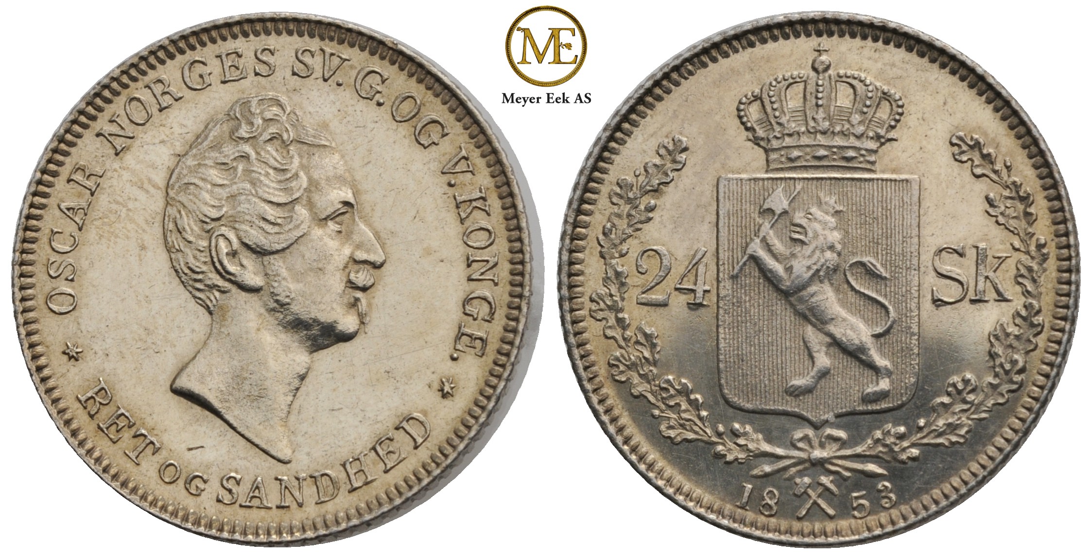 24 skilling 1853 Oscar I. Kv.0