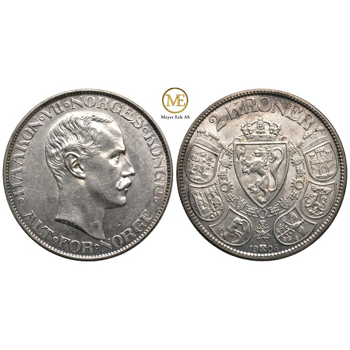 2 kroner 1908 Haakon VII. Kv.0/01