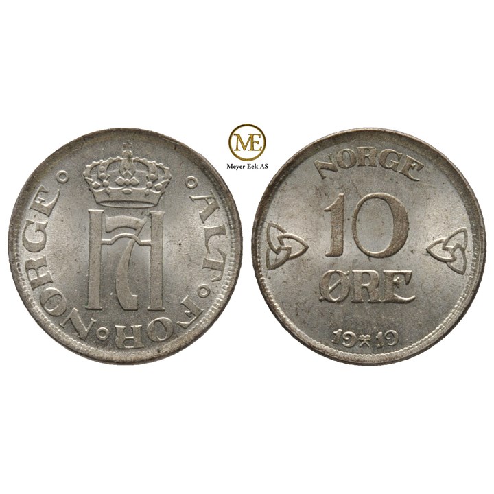 ¨10 øre 1919 Haakon VII. Kv.0