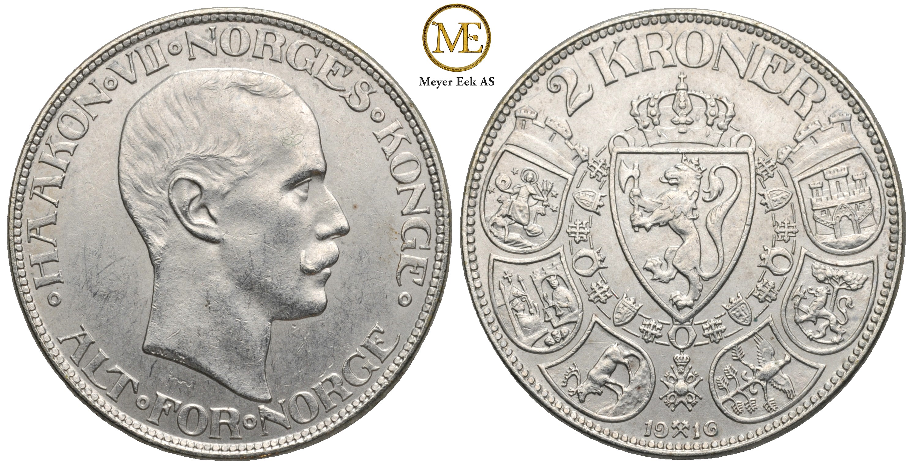 2 kroner 1916 Haakon VII. Kv.0/01