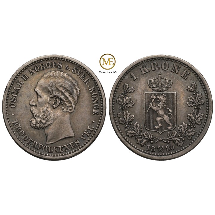 1 krone 1890 Oscar II. Kv.01