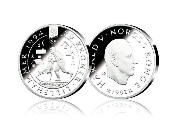 Stor Lot. OL sølvmynter. 15 hele og 15 halve unser. Totalt 22,5 Oz.