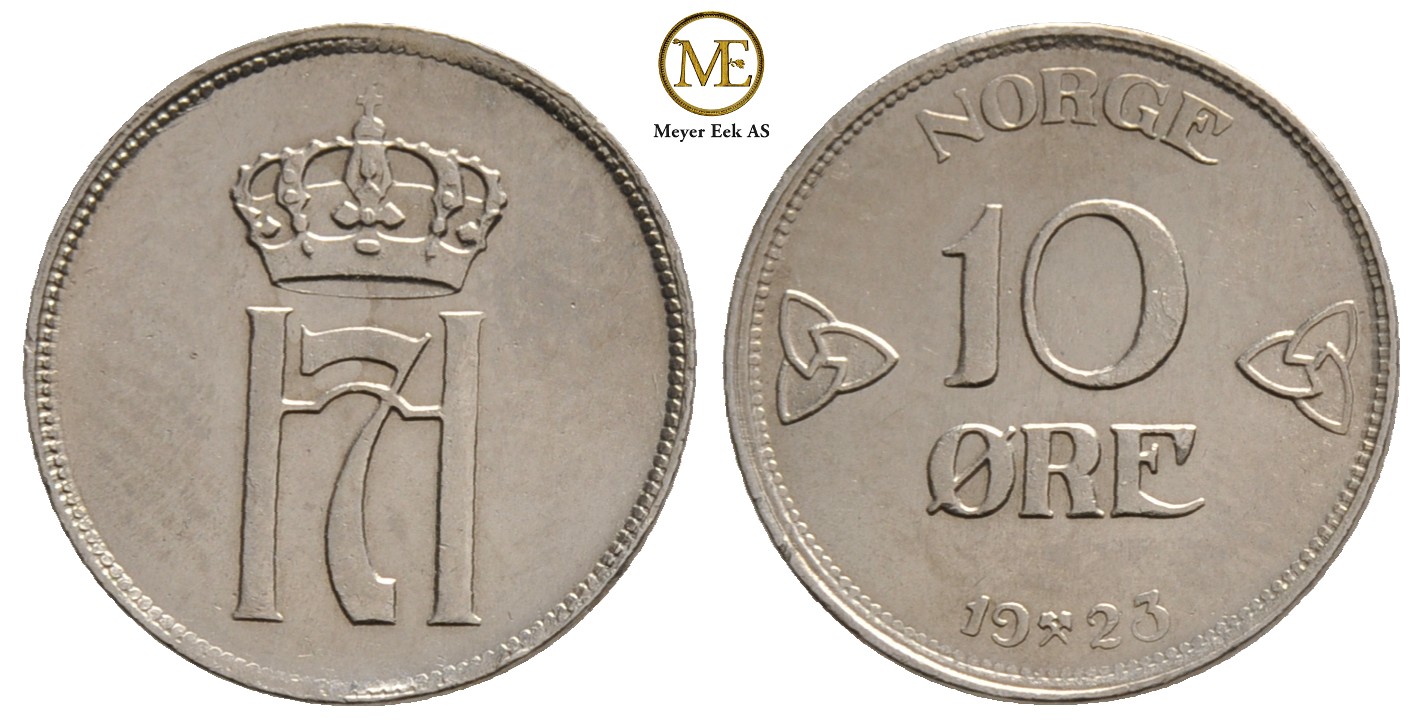 10 øre 1923 Haakon VII. Kv.0