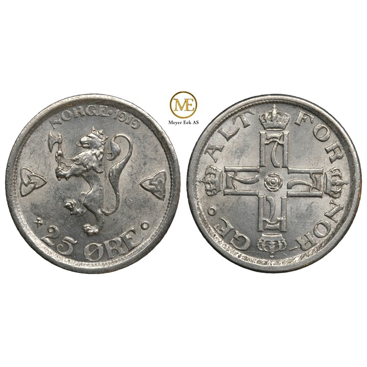 25 øre 1919 Haakon VII. Kv.0