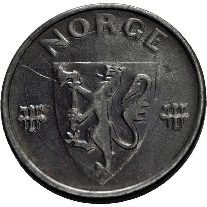 5 øre jern 1945 Haakon VII. Kv.01