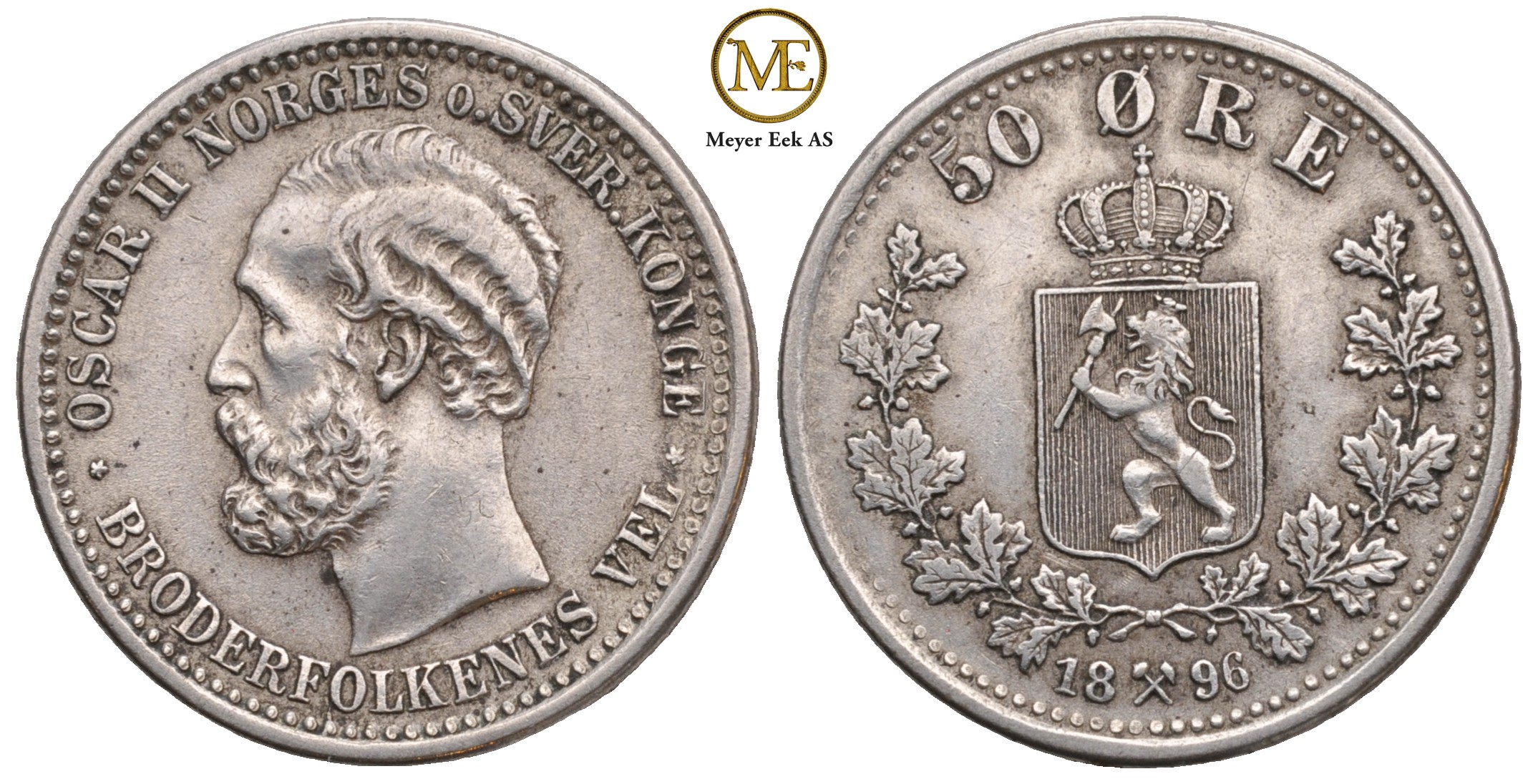50 øre 1896 Oscar II. Kv.1+/01