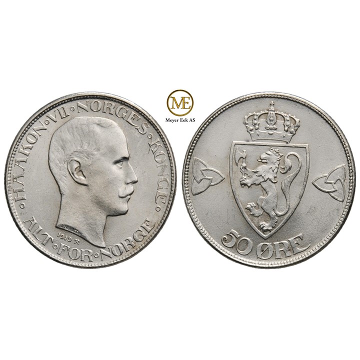 50 øre 1919 Haakon VII. Praktfull mynt i Kv.0