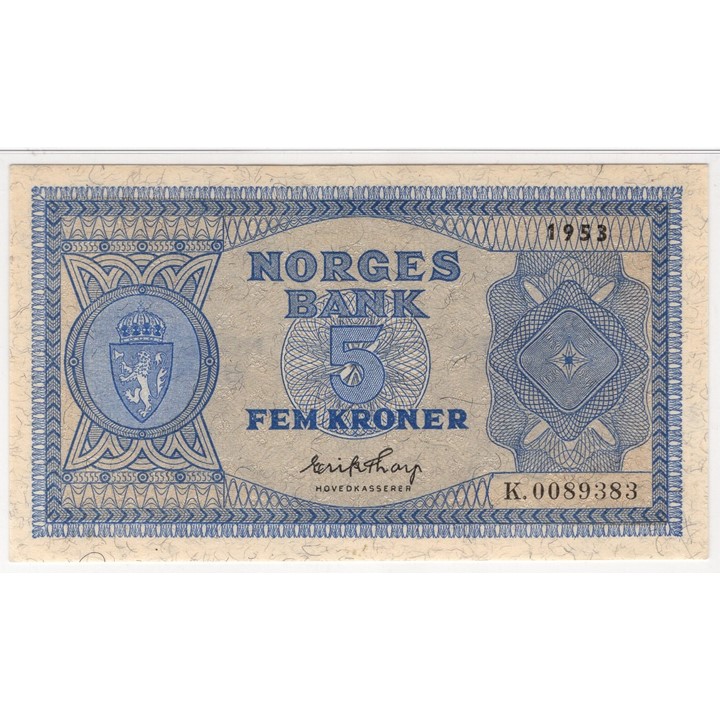 5 kroner 1953 K.0089383. 65 EPQ hos PMG