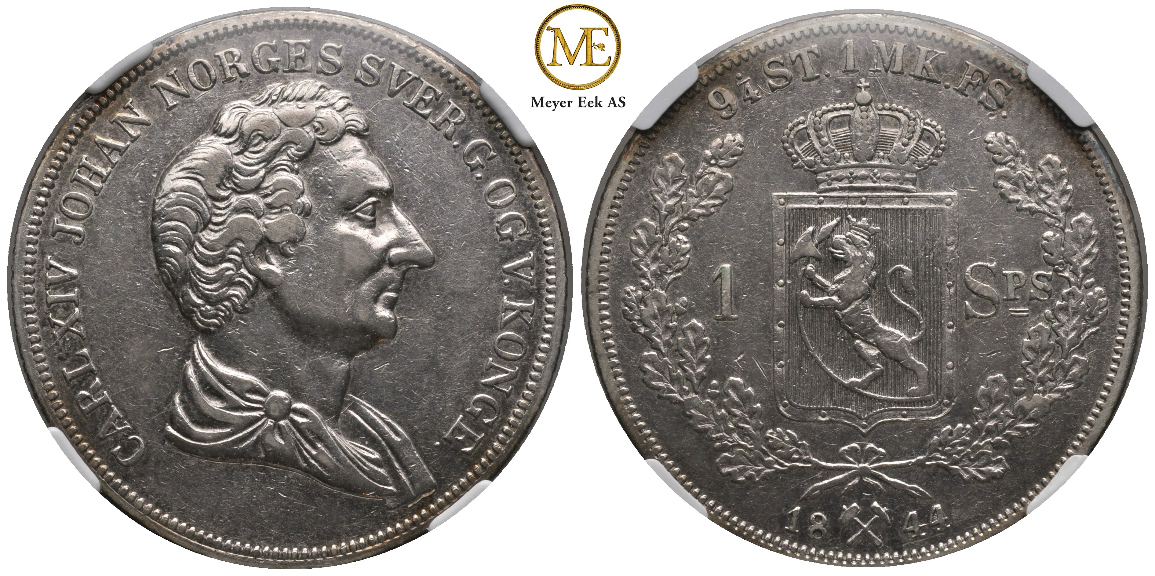 Speciedaler 1844 Carl XIV Johan. AU 53. Kv.1+/01