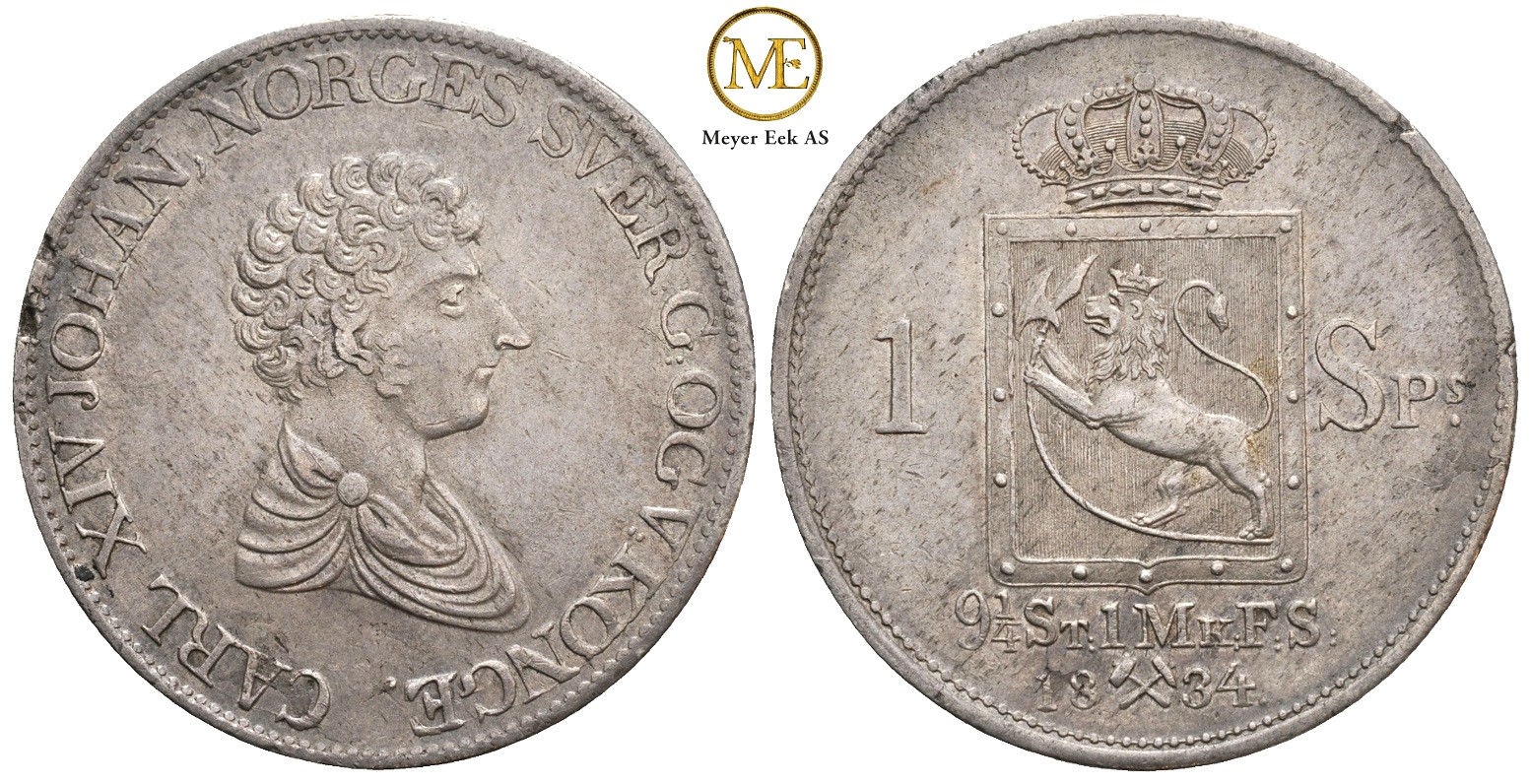 Speciedaler 1834 Carl XIV Johan. Kv.1+