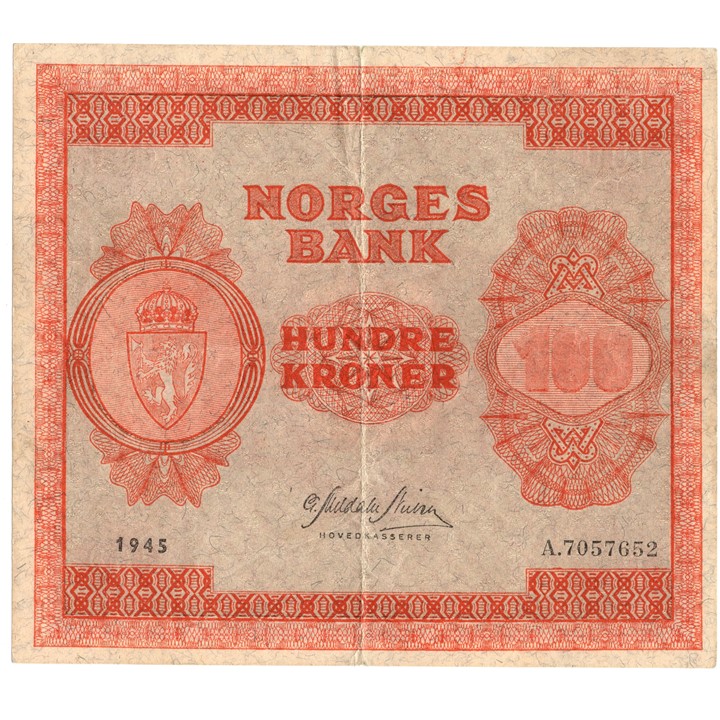 100 kroner 1945 A.7057652. Kv.1+