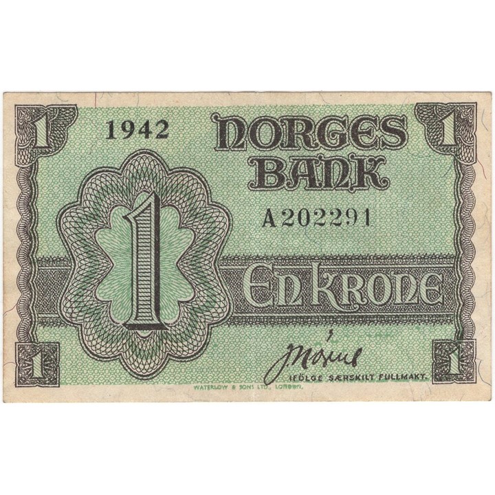 1 krone 1942 A.202291. Kv.1+