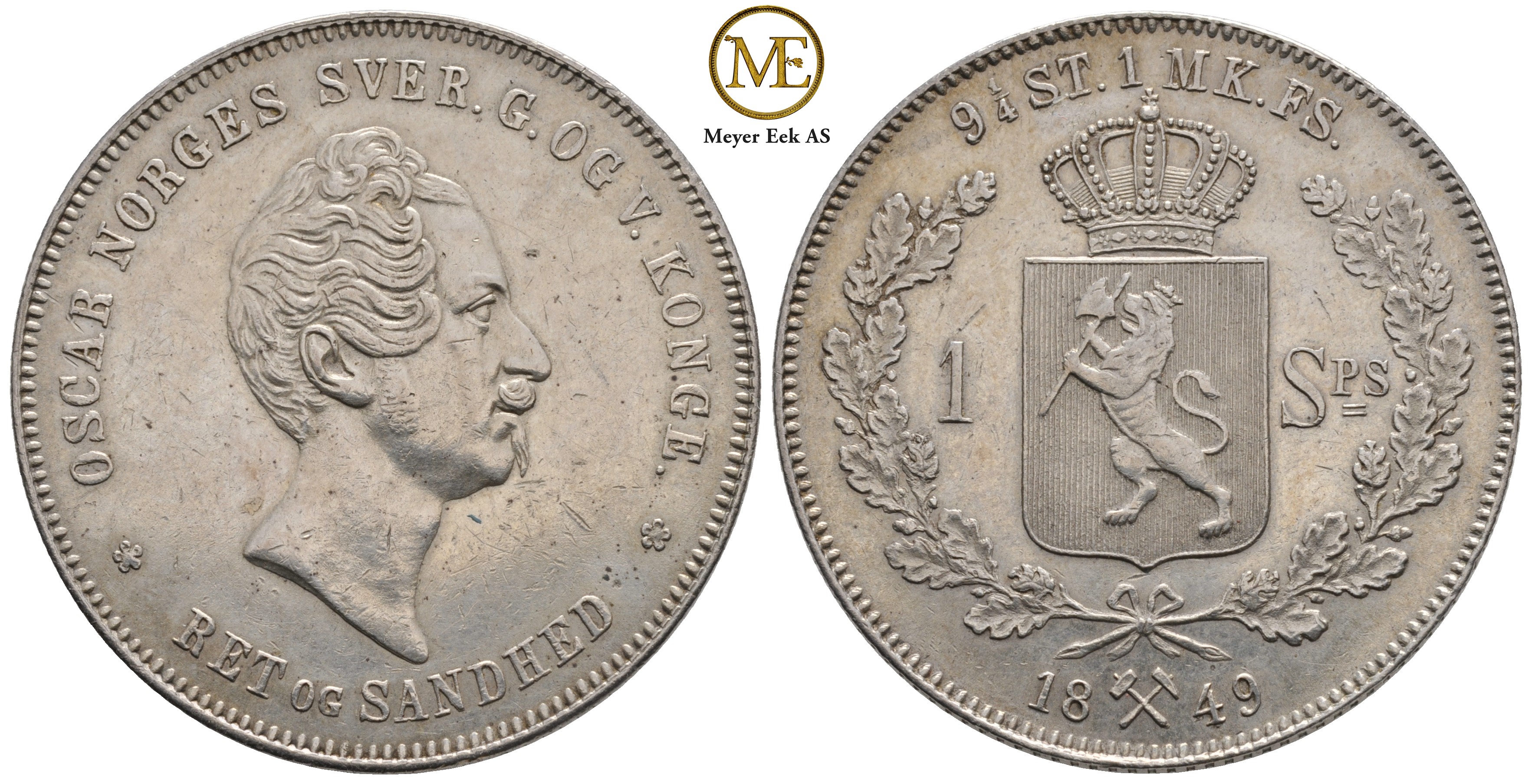 Speciedaler 1849 Oscar I. Kv.01