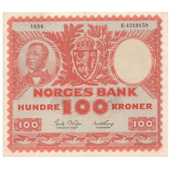 100 kroner 1956 E.4210159. Kv.1+/01