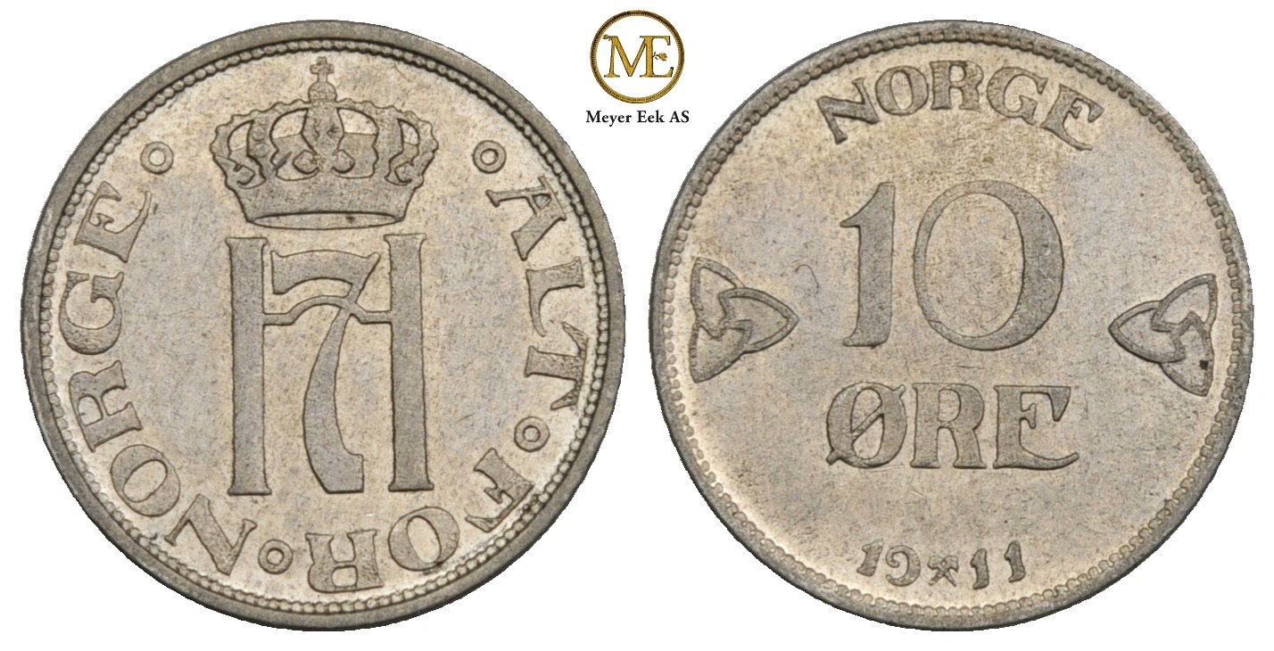 10 øre 1911 Haakon VII. Kv.0