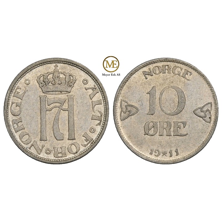 10 øre 1911 Haakon VII. Kv.0