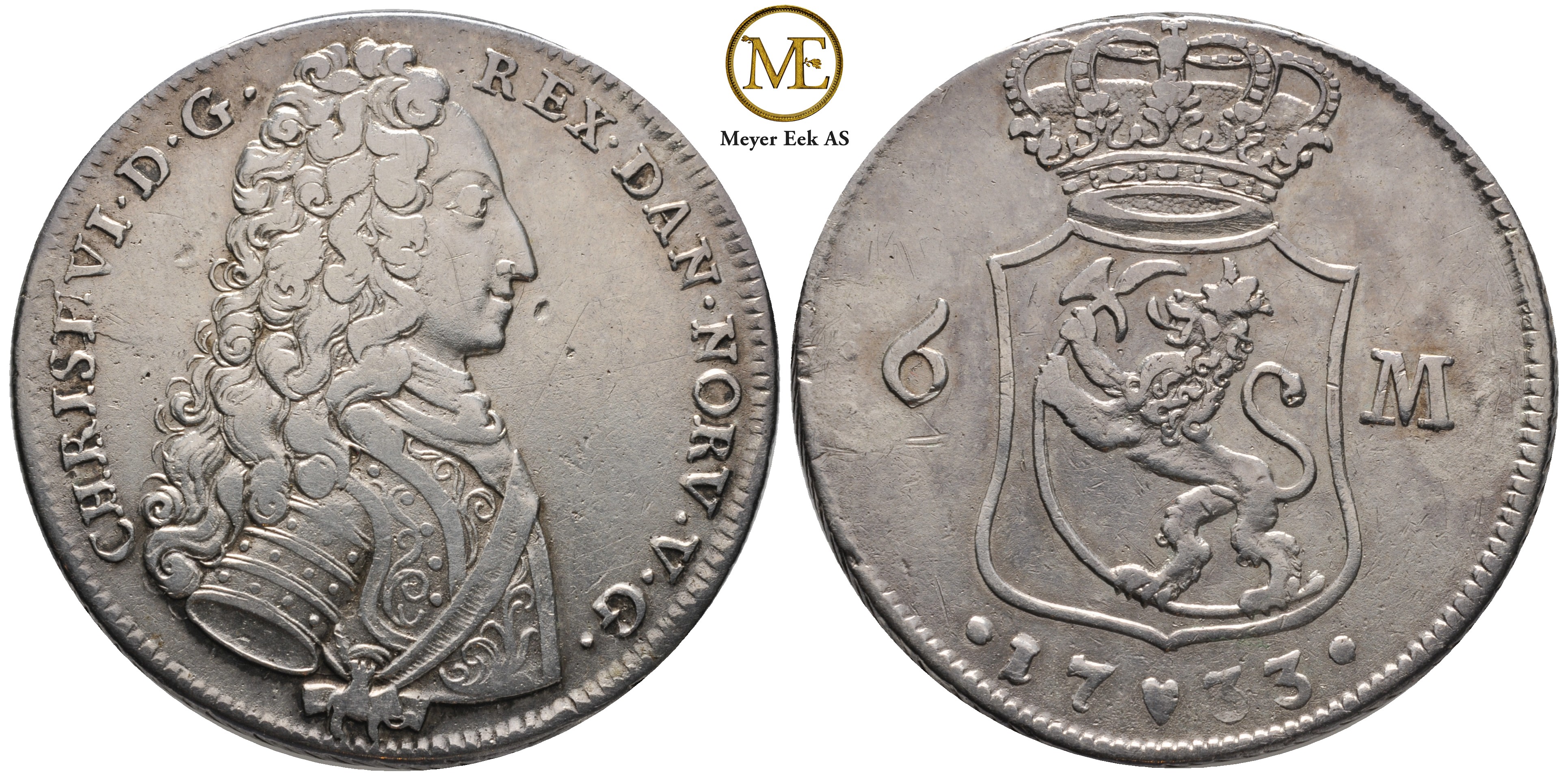 Reisedaler 1733 Christian VI. Kv.1+