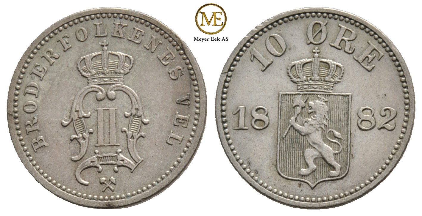 10 øre 1882 Oscar II. Kv.01