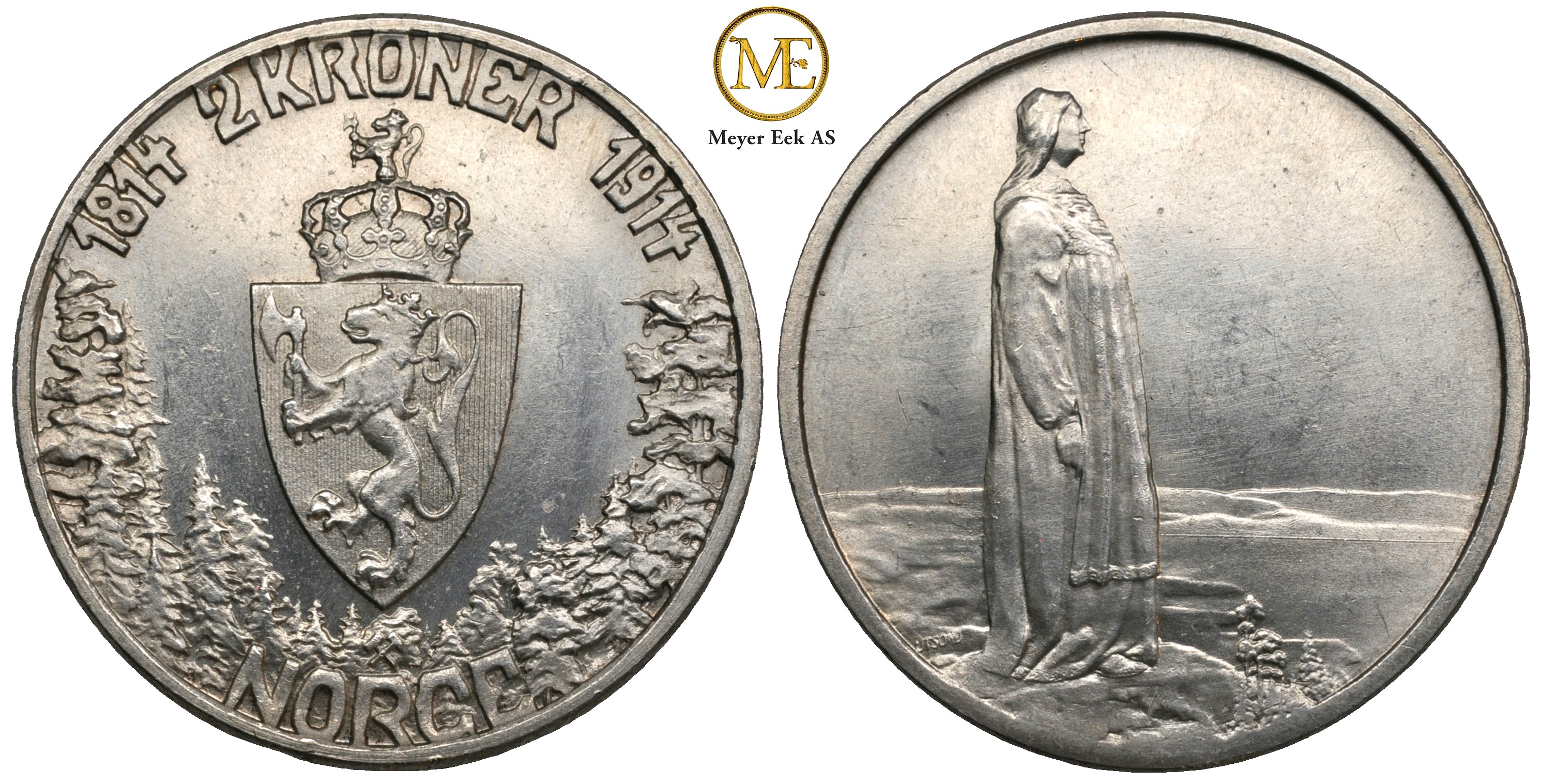 2 kroner 1914 Jub. Mor Norge. Kv.0/01