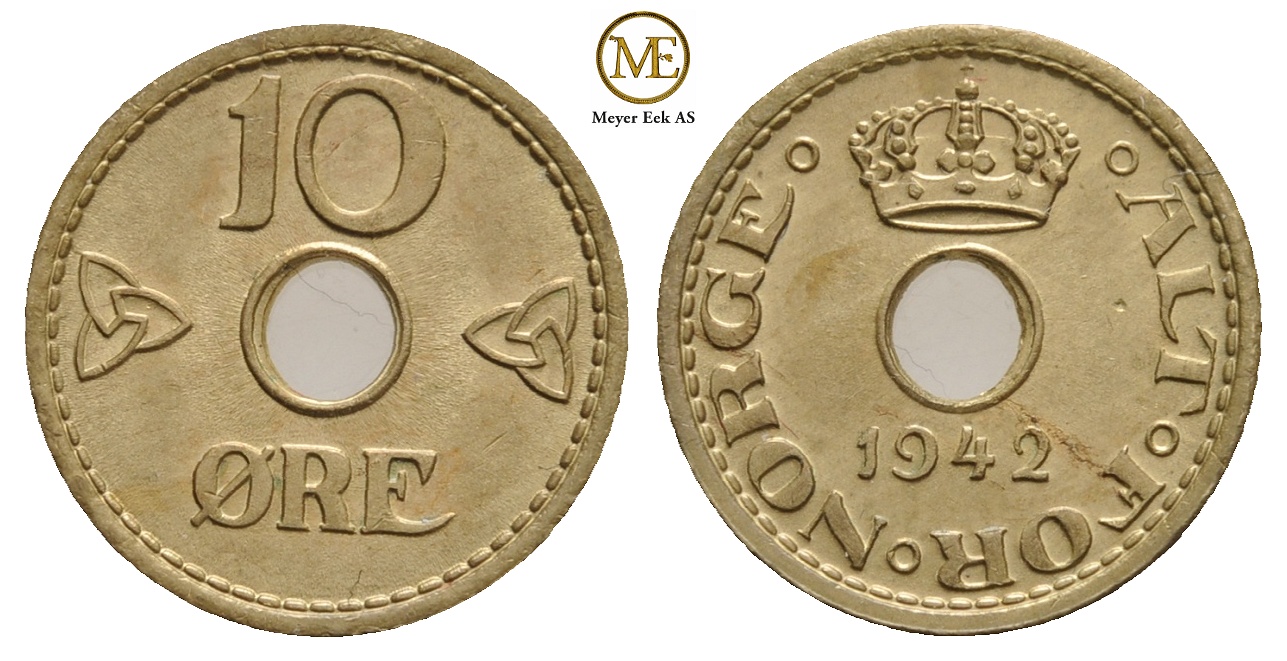 10 øre 1942 Haakon VII. London utg. Kv.0/01
