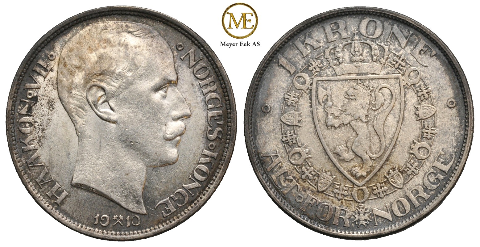 1 krone 1910 Haakon VII. Kv.01