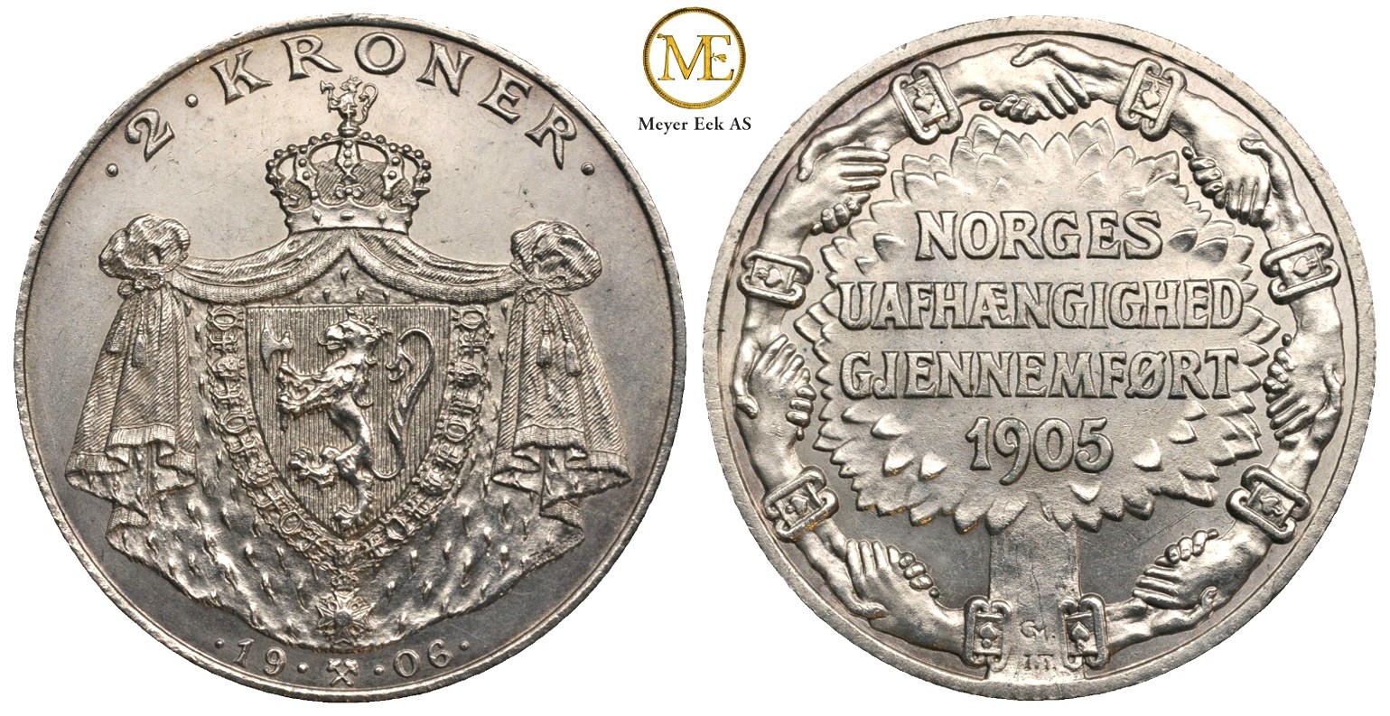 2 kroner 1906 Jubileum. Haakon VII. Kv.0