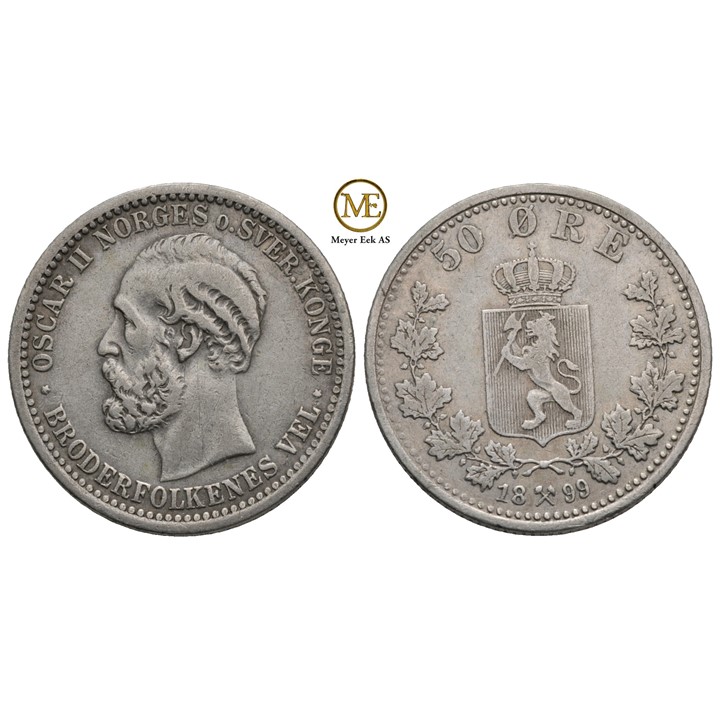 50 øre 1899 Oscar II. Kv.1/1+