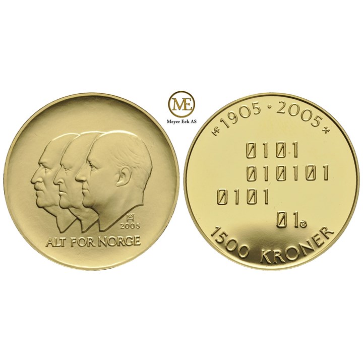1500 kroner 2005. Hundreårsmynten.16,96 (917) Proof
