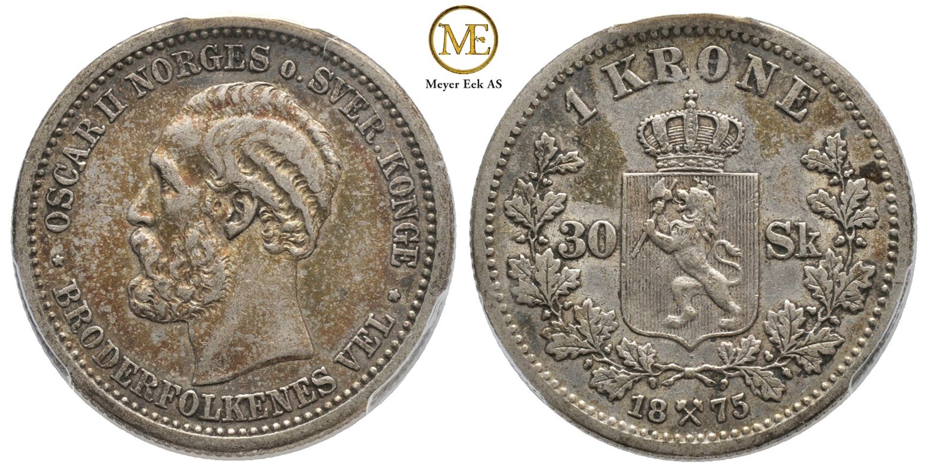 1 krone/30 skilling 1875 Oscar II. XF40