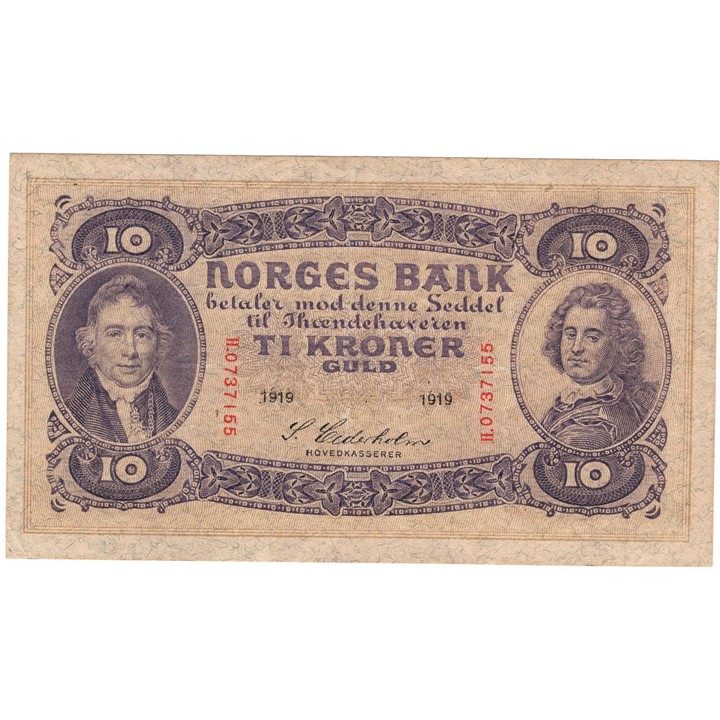 10 kroner 1919 H.0737155.  Kv.1+