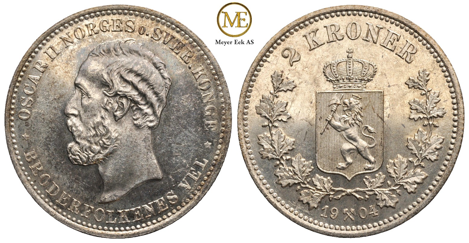 2 kroner 1904 Oscar II. Kv.0/01