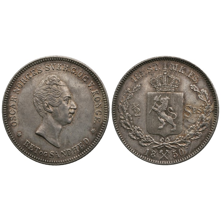 1/2 speciedaler 1850 Oscar I. Kv.01