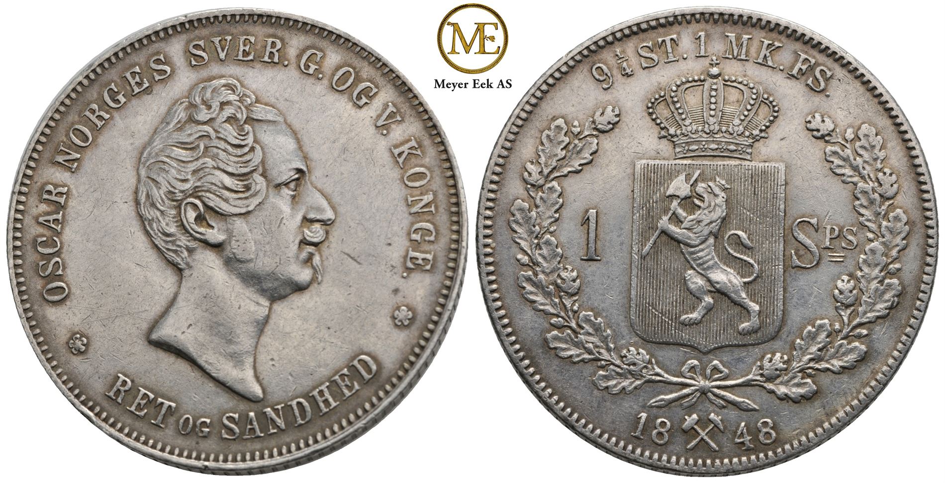 Speciedaler 1848 Oscar I. Kv.1+/01