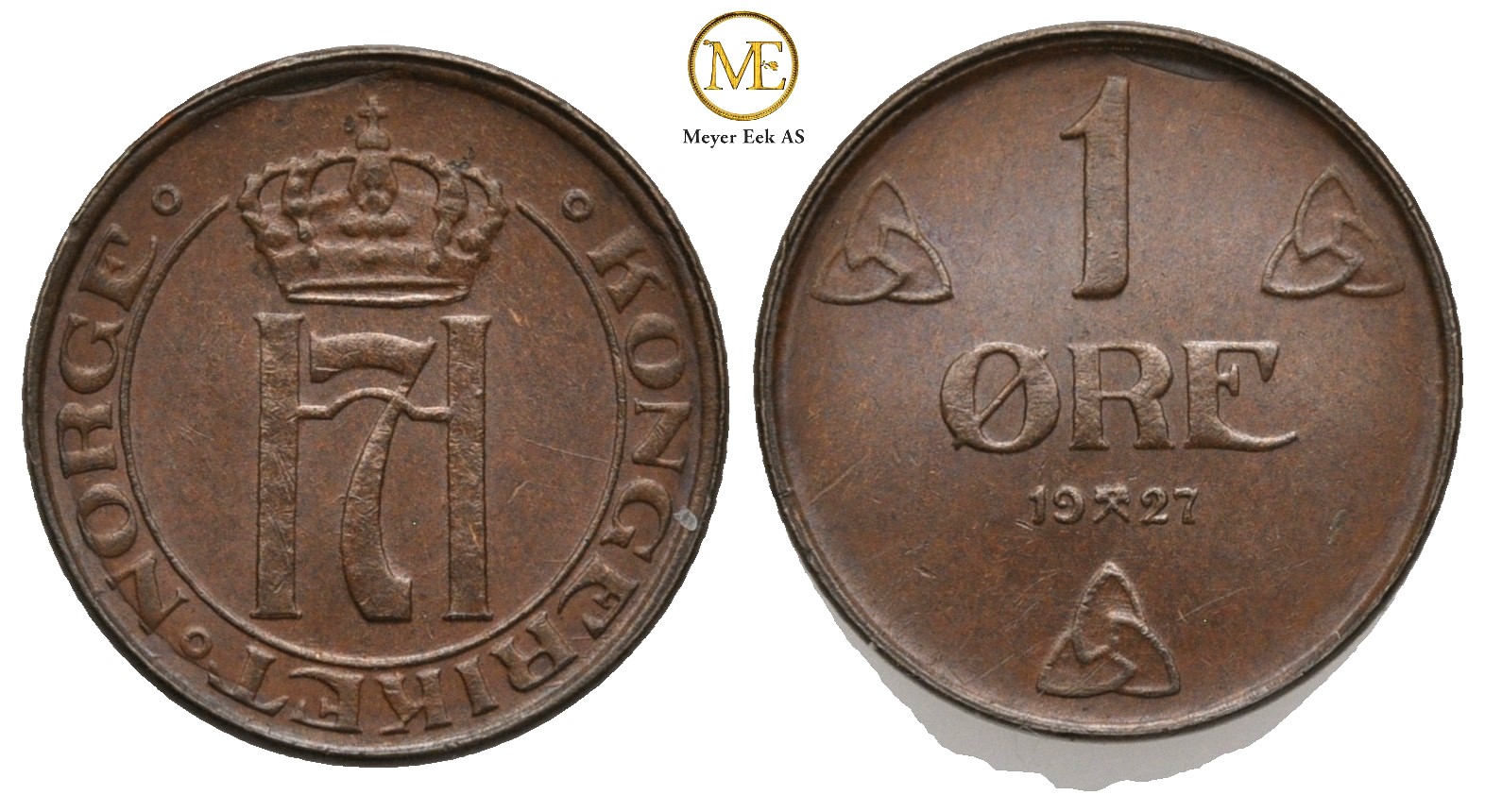 1 øre 1927 Haakon VII. Kv.0