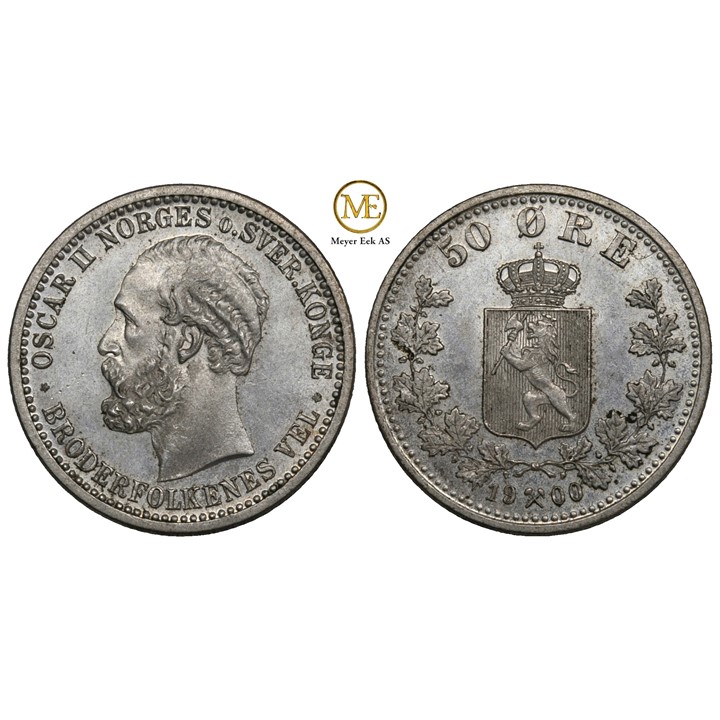 50 øre 1900 Oscar II. Praktfull mynt i kv.0