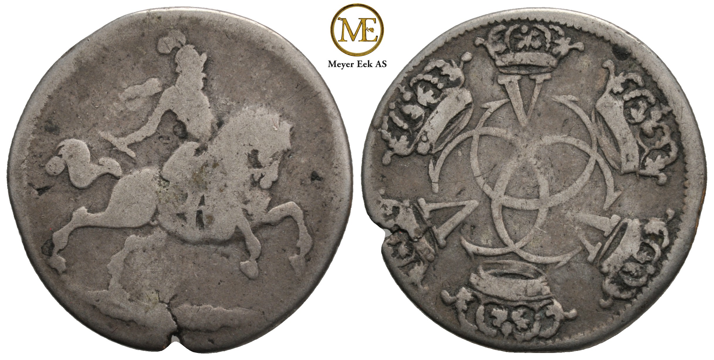 Christian V. Sølvavslag u/år. Kv.1-