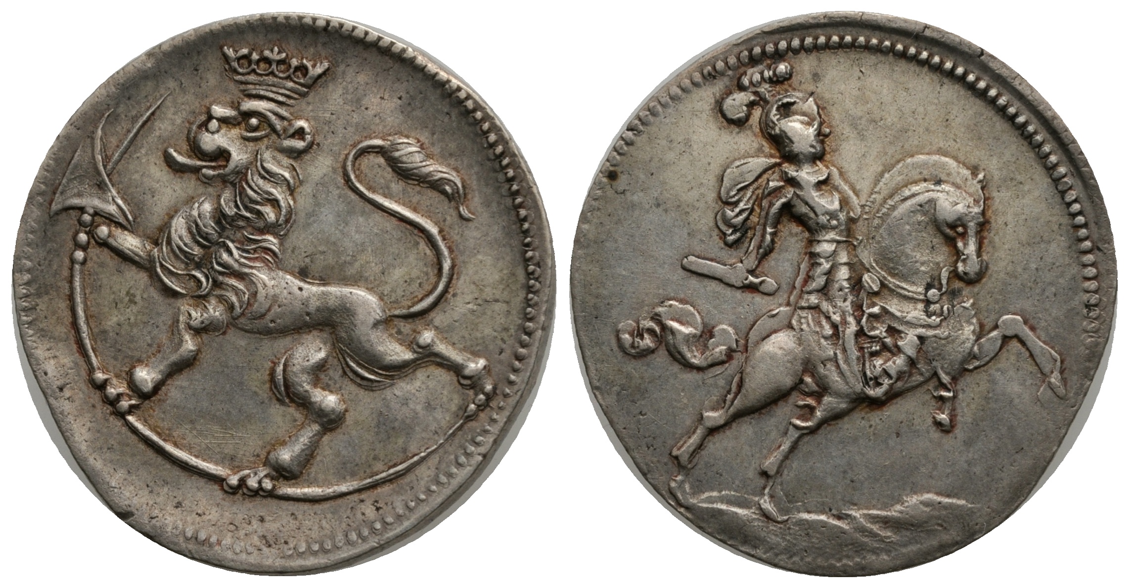 Sølvavslag u/år Christian V. Kv.1+/01