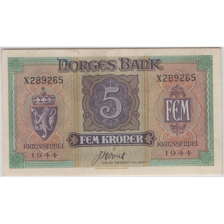 5 kroner 1944 X.289265 Kv.01
