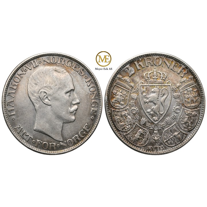 2 kroner 1913 Haakon VII. Kv.1++