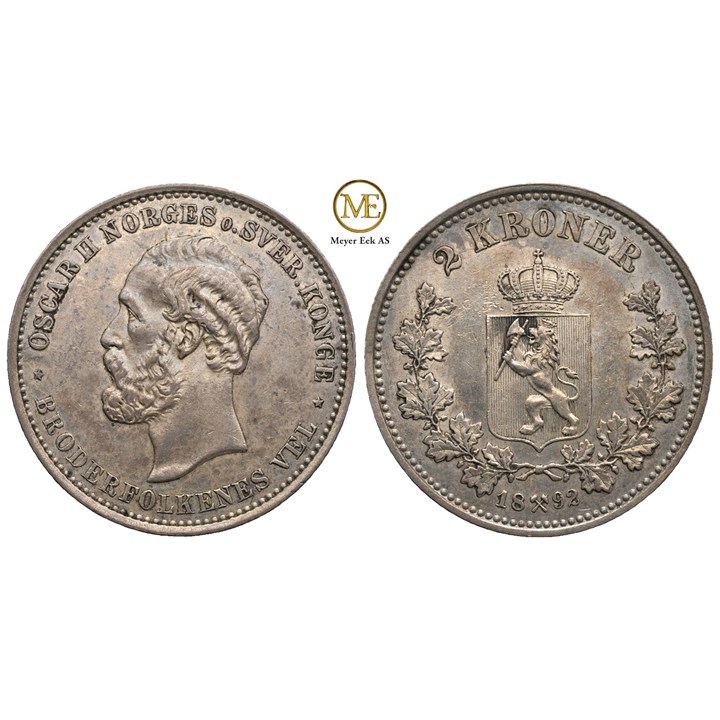 2 kroner 1892 Oscar II. Kv.01