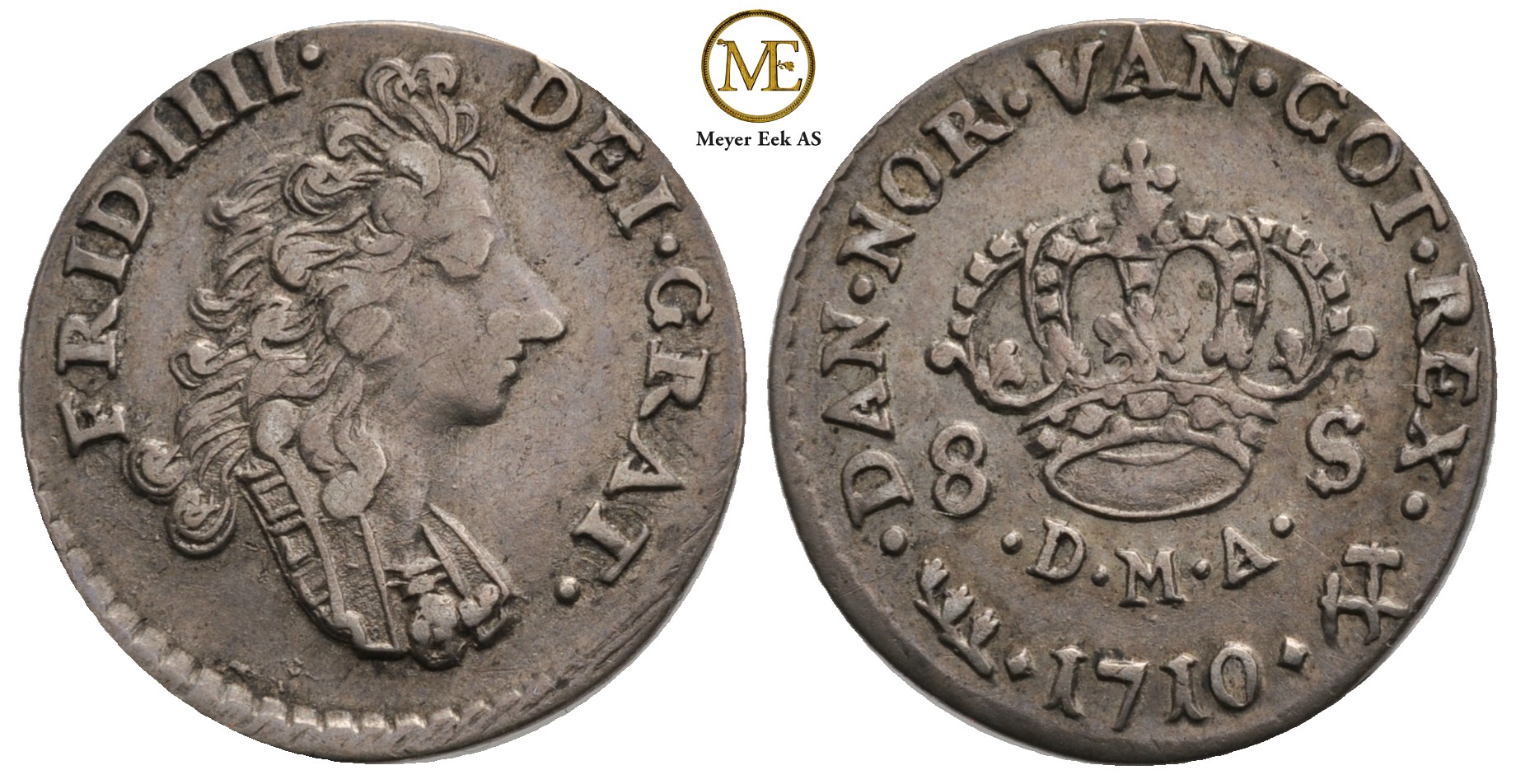 8 skilling 1710 Frederik IV. Kv.1+