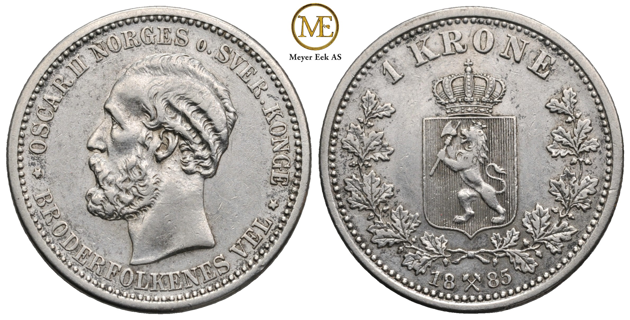 1 krone 1885 Oscar II. Kv.1+/01