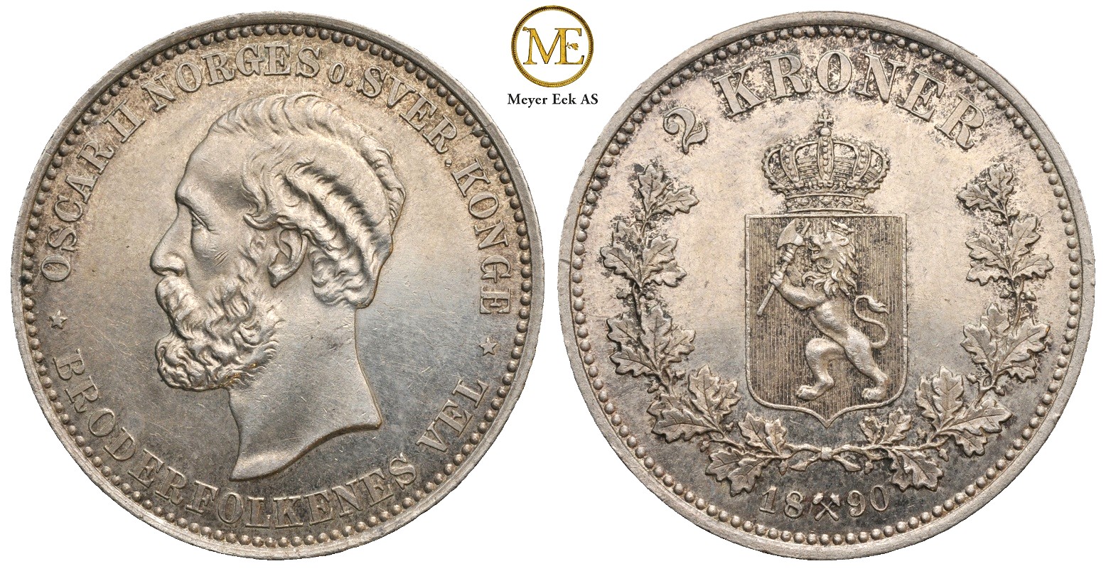 2 kroner 1890 Oscar II. Kv.0