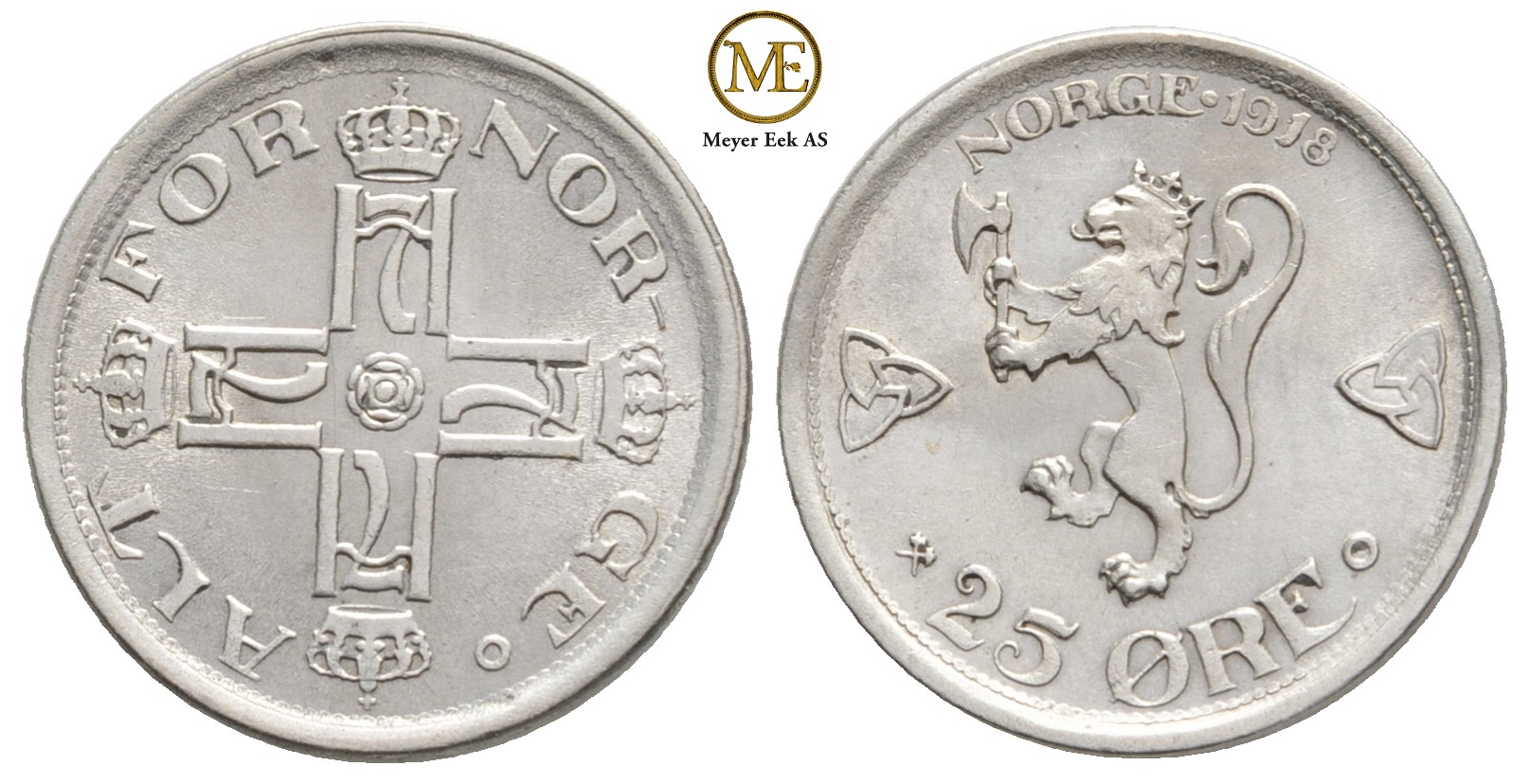 25 øre 1918 Haakon VII. Kv.0