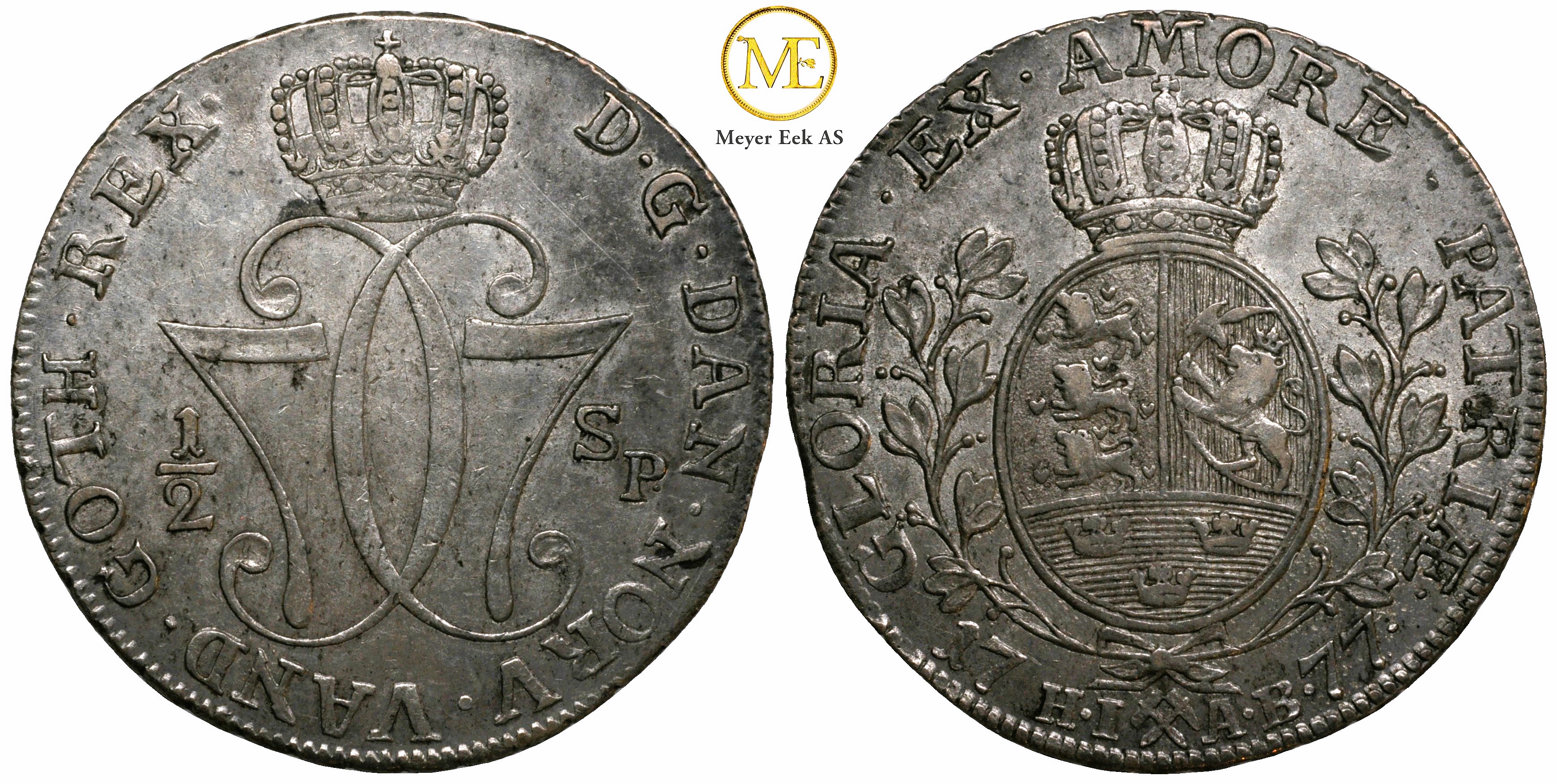 1/2 speciedaler 1777 Christian VII. Kv.1+/01