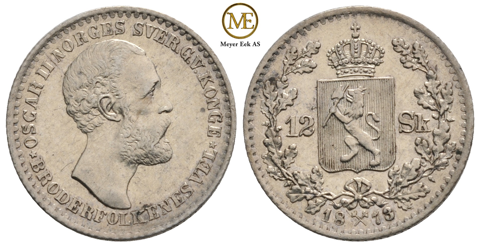 12 skilling 1873 Oscar II. Kv. God 01