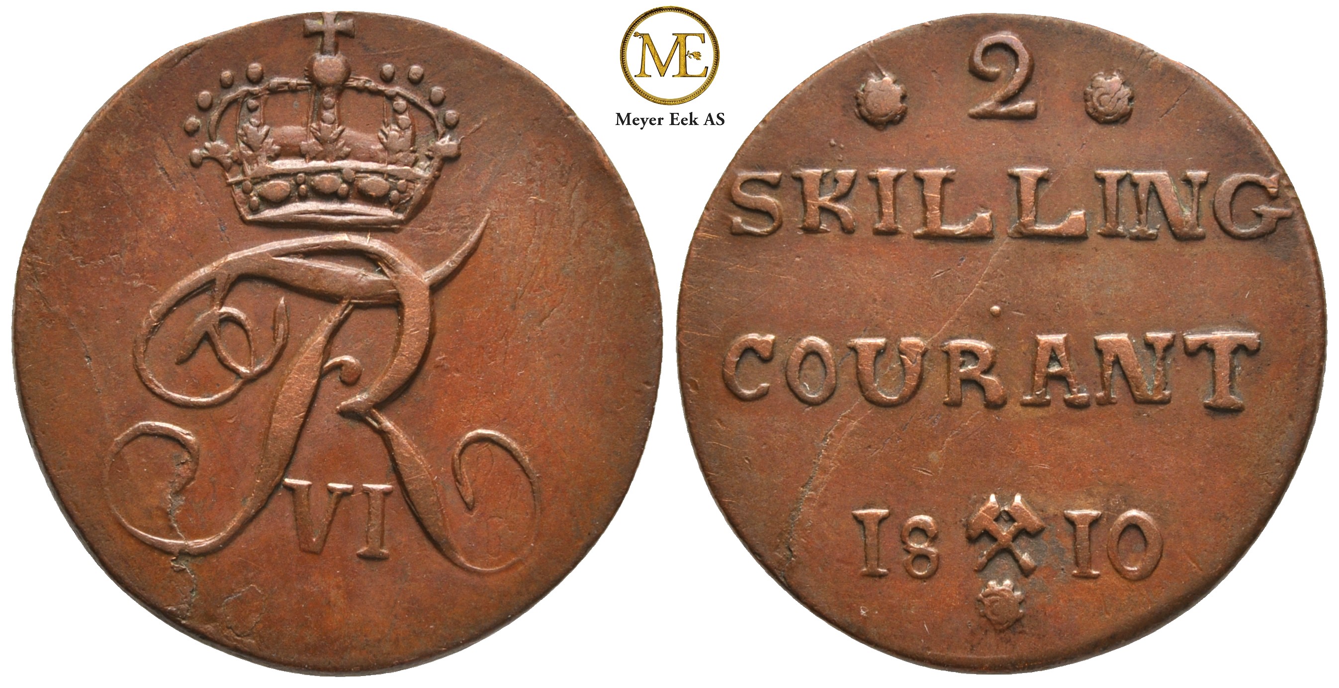 2 skilling 1810 Frederik VI. Kv.1+