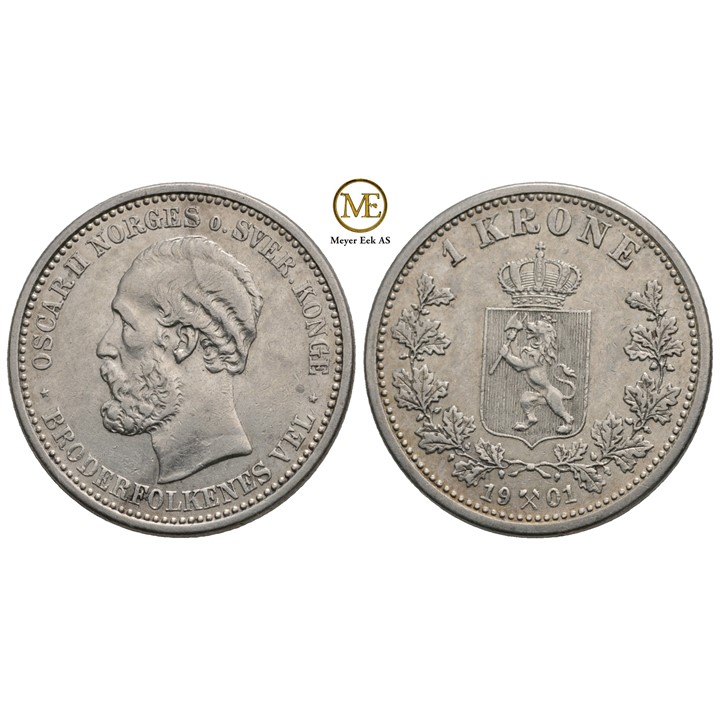 1 krone 1901 Oscar II. Kv.1+