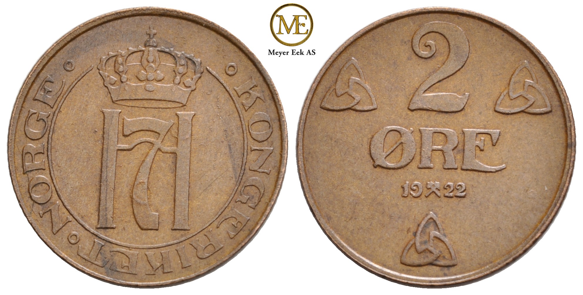 2 øre 1922 Haakon VII. Kv.01