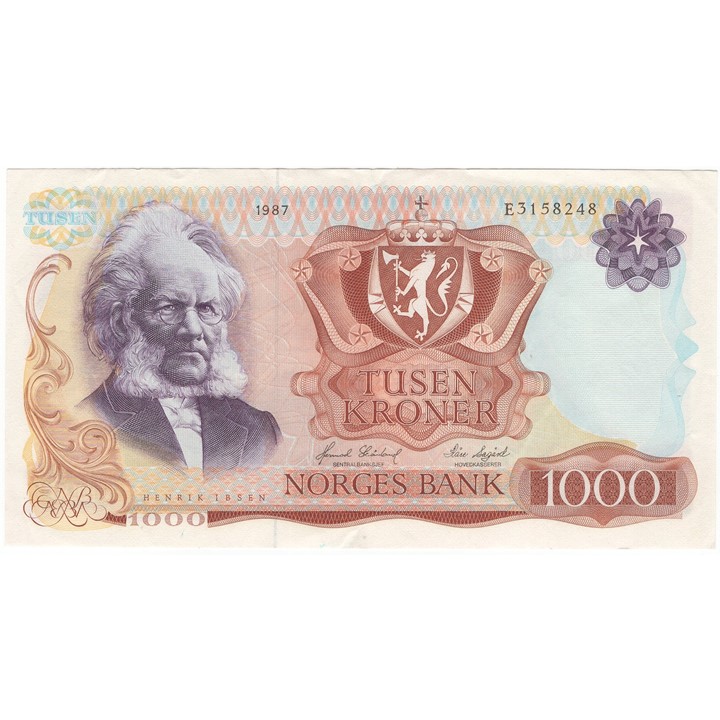 1000 kroner 1987 E.3158248. Kv.1/1+